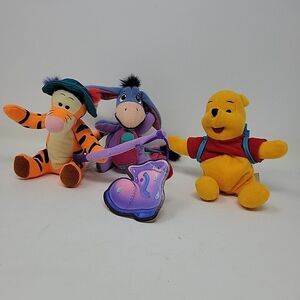 Lot 3 Winnie the Pooh Bean Bag Plush Eeyore Tigger Camping Fishing  6" - 1998